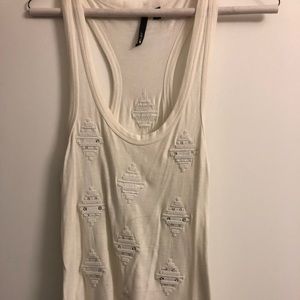 Joe’s White Diamond Shape, Beaded Tank Top